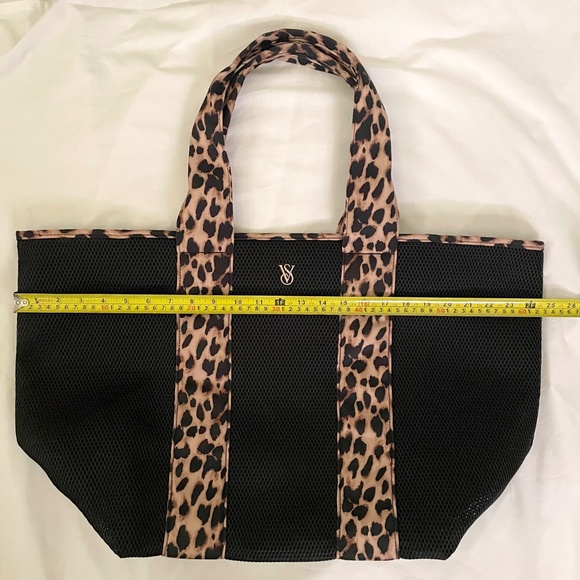 Victoria's Secret Large Mesh Tote Bag Black Leopard Print 24” - Picture 7 of 10